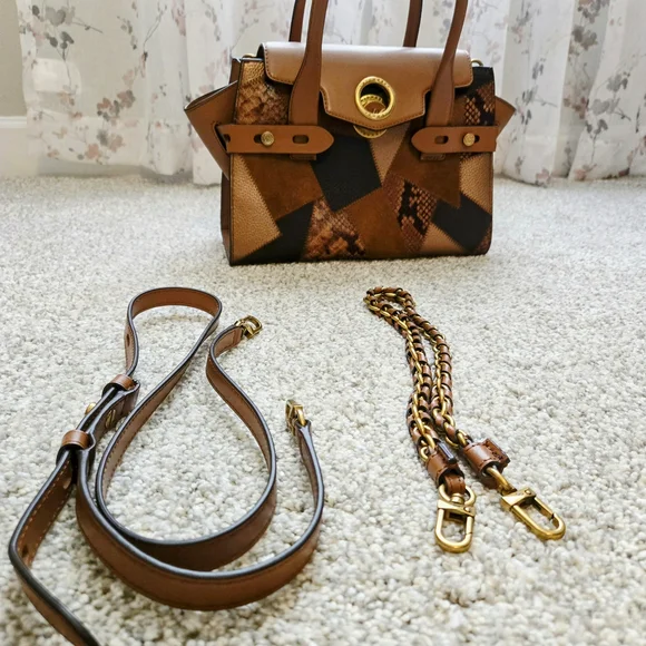 Michael Kors Brown and Black Satchel with Gold Chain - Picture 3 of 5